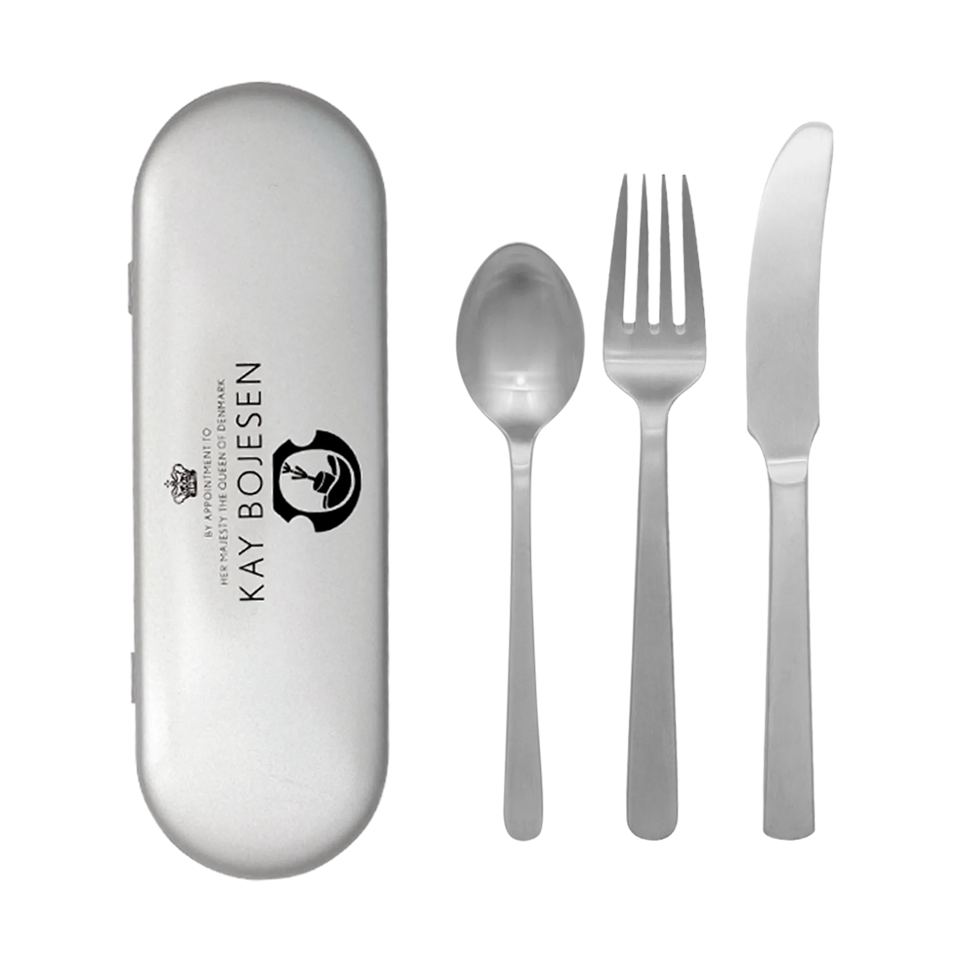 Grand Prix bestekset reiskit 3-delig, Matte steel Kay Bojesen