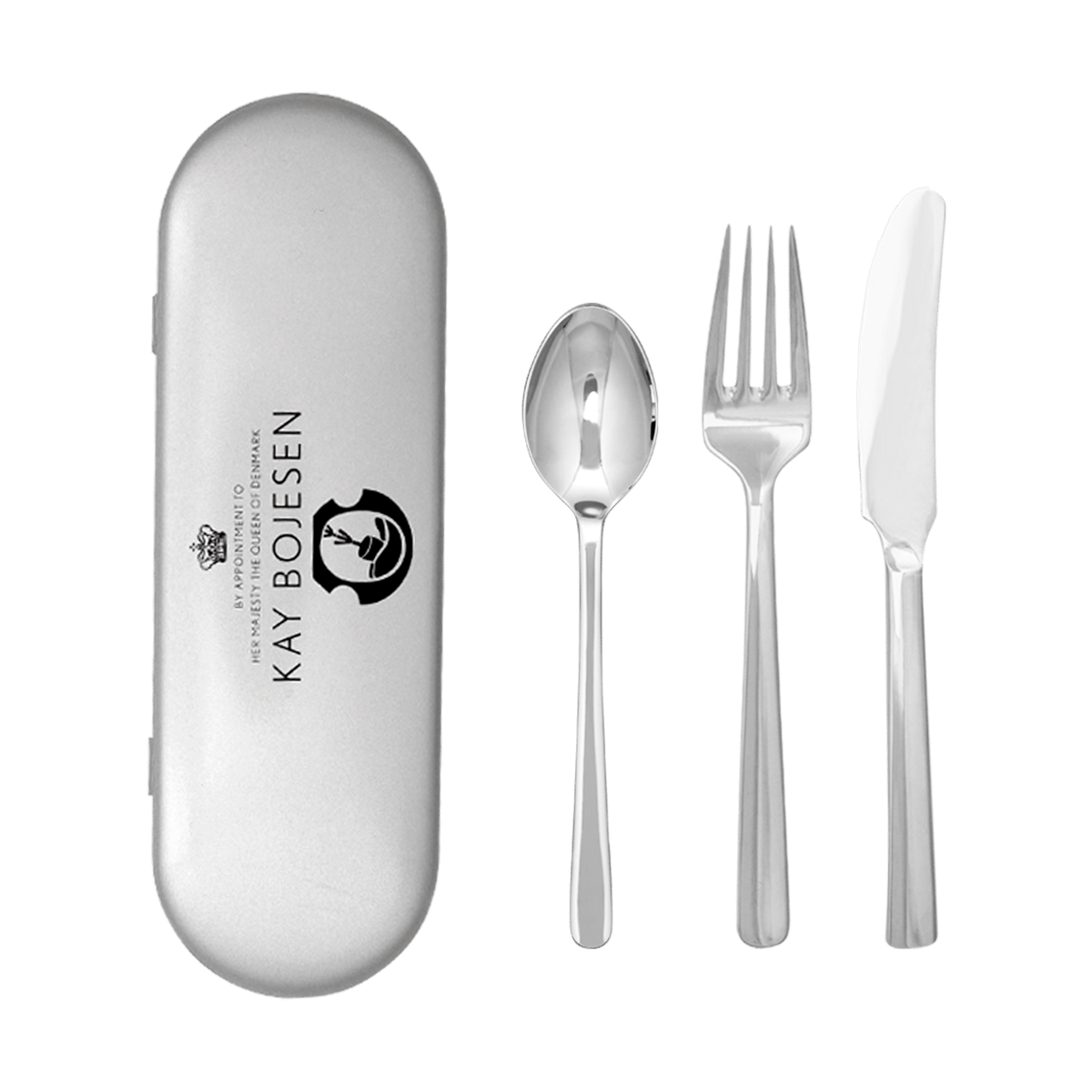 Kay Bojesen Grand Prix bestekset reiskit 3-delig Polished steel