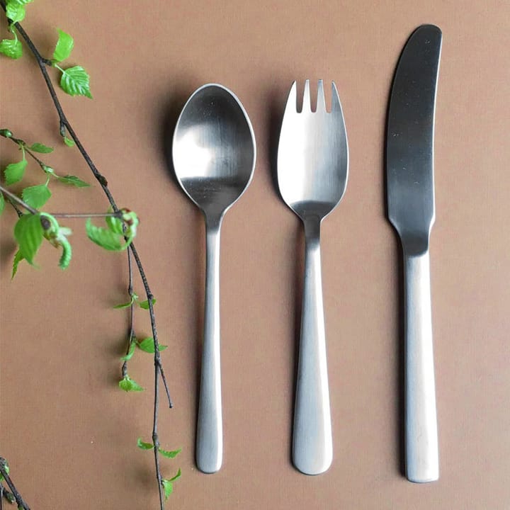 Grand Prix kinderbestek en placemat 4-delig, Matte steel Kay Bojesen