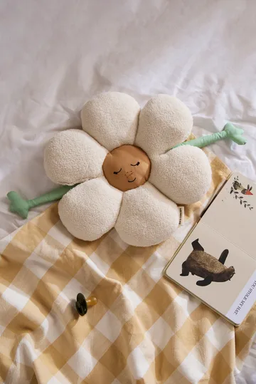 Bloem kussen - Wit-groen-geel - Kid's Concept