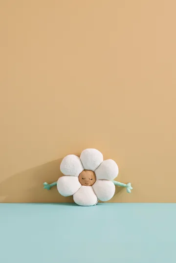 Bloem kussen - Wit-groen-geel - Kid's Concept