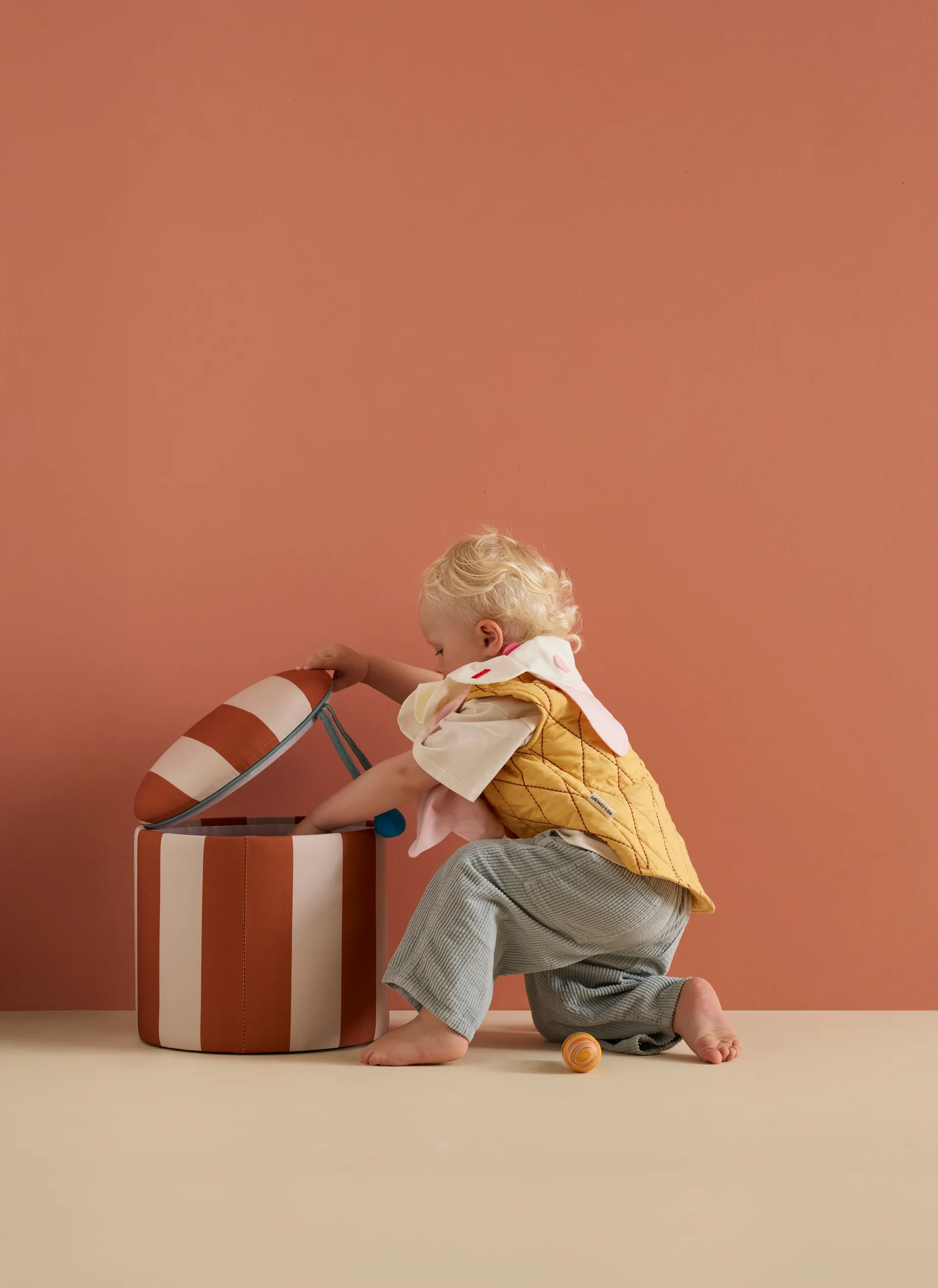 Cilinder zitpoef met opbergruimte, Bruin, Ø40x30,5 cm Kid's Concept