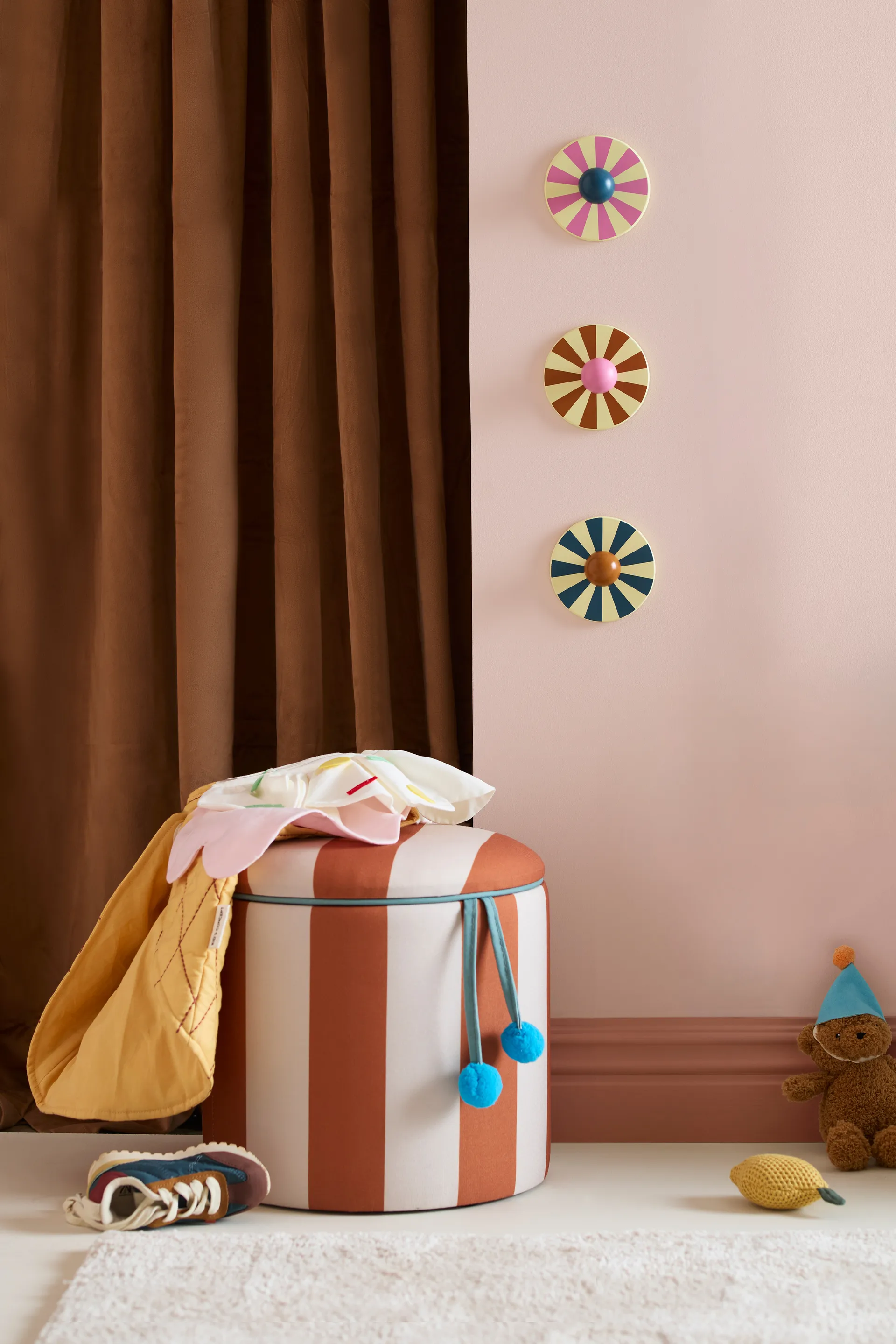 Cilinder zitpoef met opbergruimte, Bruin, Ø40x30,5 cm Kid's Concept