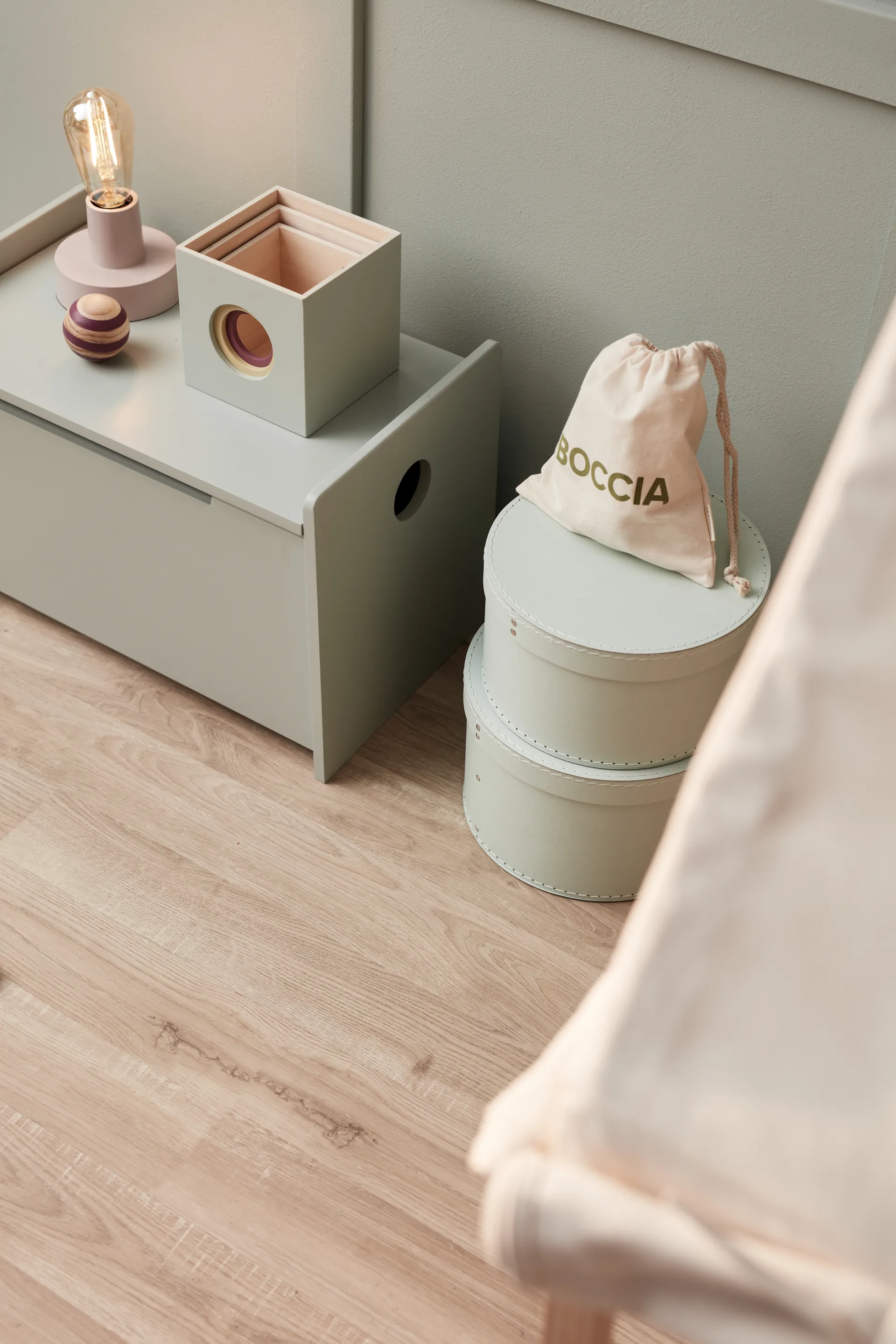 Kid's Base opbergdoos rond 2-delig, Lichtgroen Kid's Concept