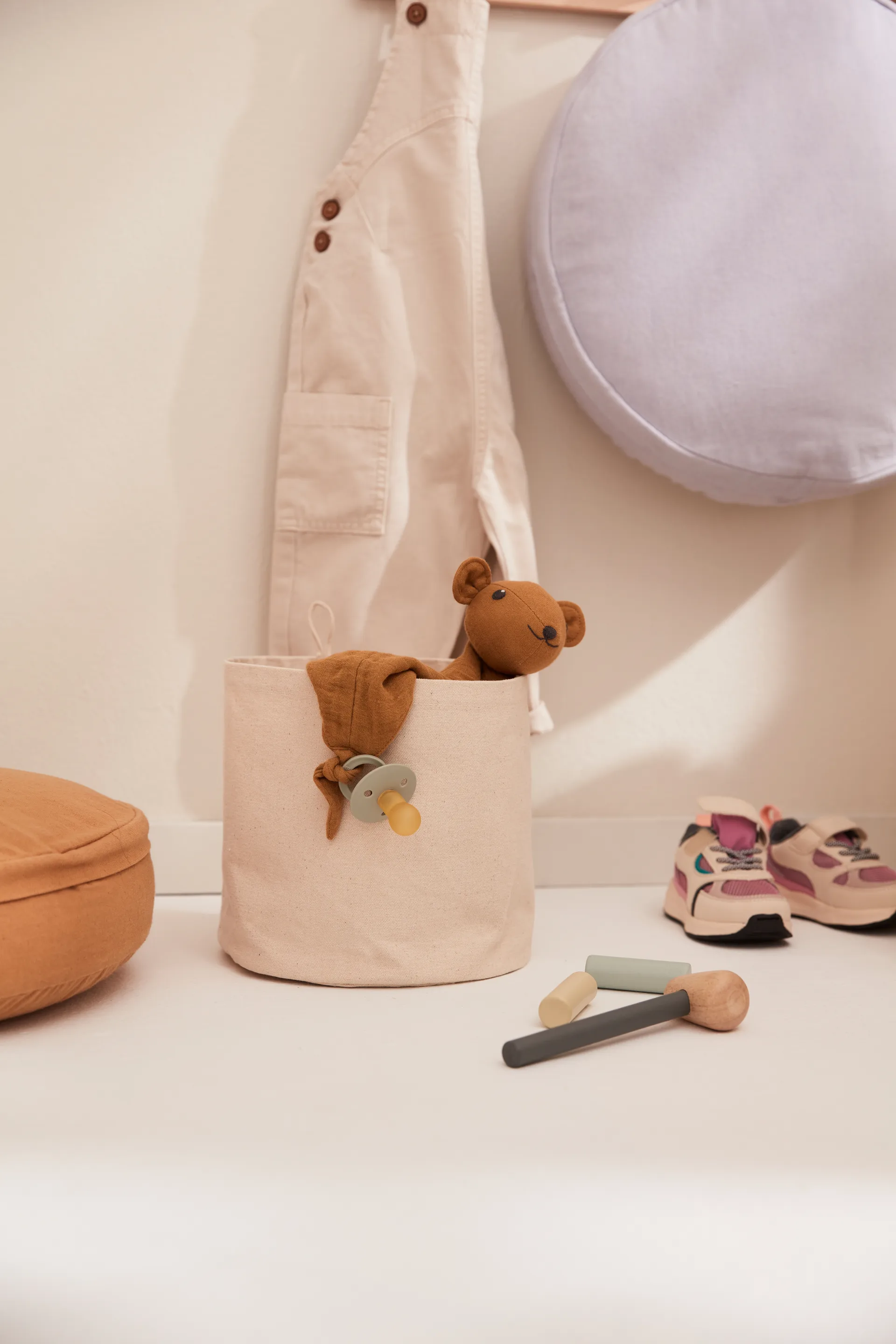 Kid's Base opberger textiel cilinder 2-pack, Natuurwit Kid's Concept