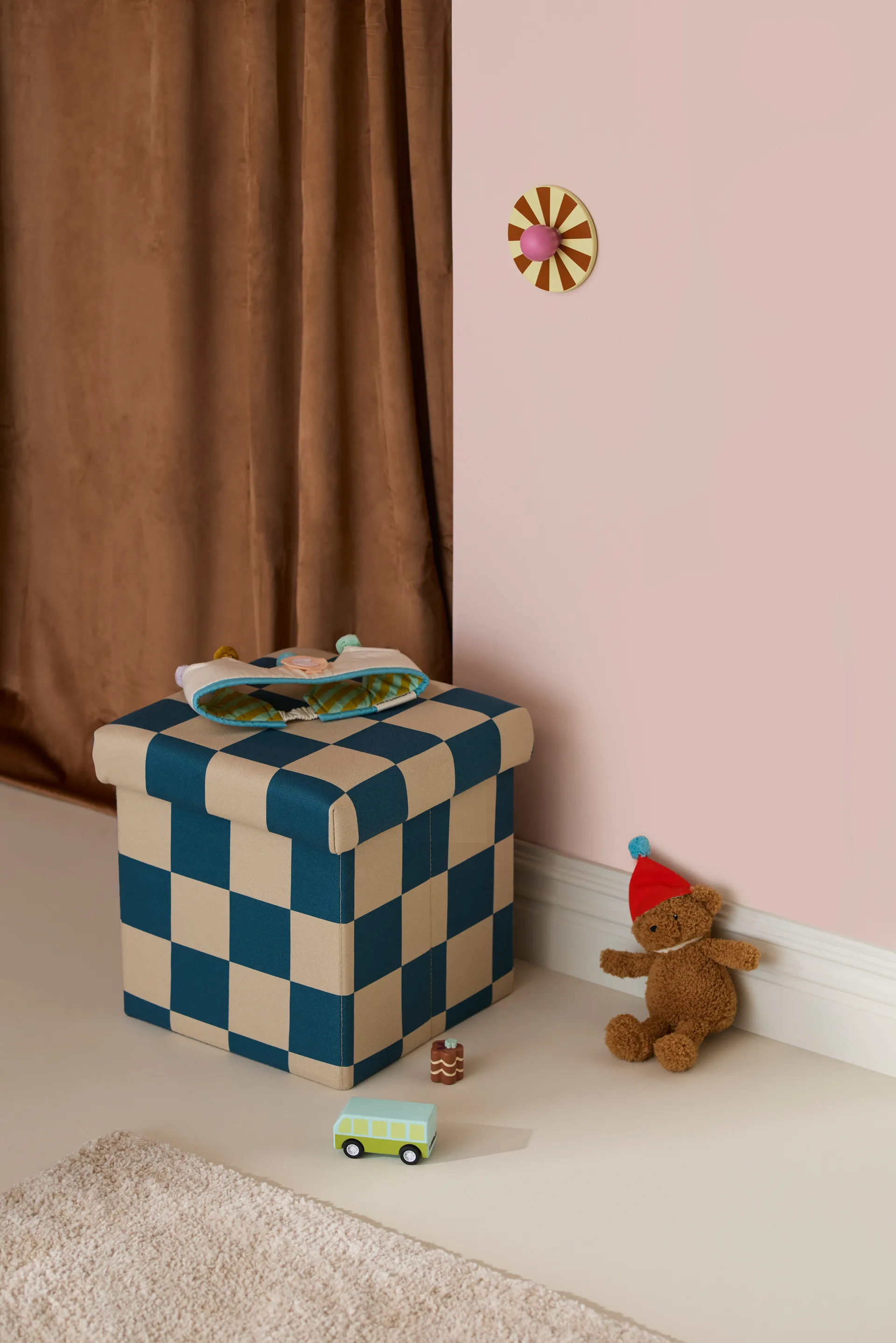 Zitpoef met opbergruimte ruit, Blauwgroen, 30x30 cm Kid's Concept