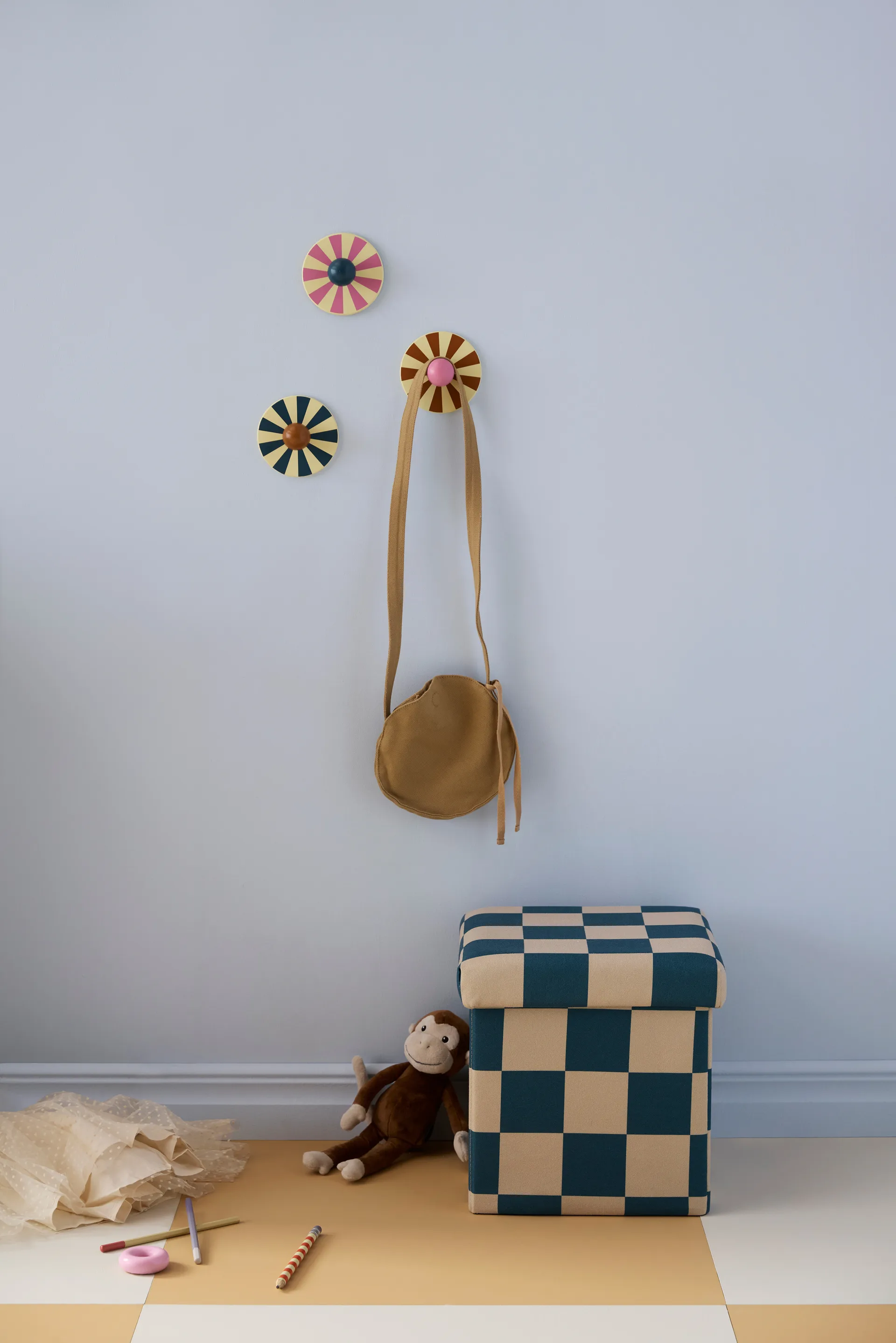 Zitpoef met opbergruimte ruit, Blauwgroen, 30x30 cm Kid's Concept