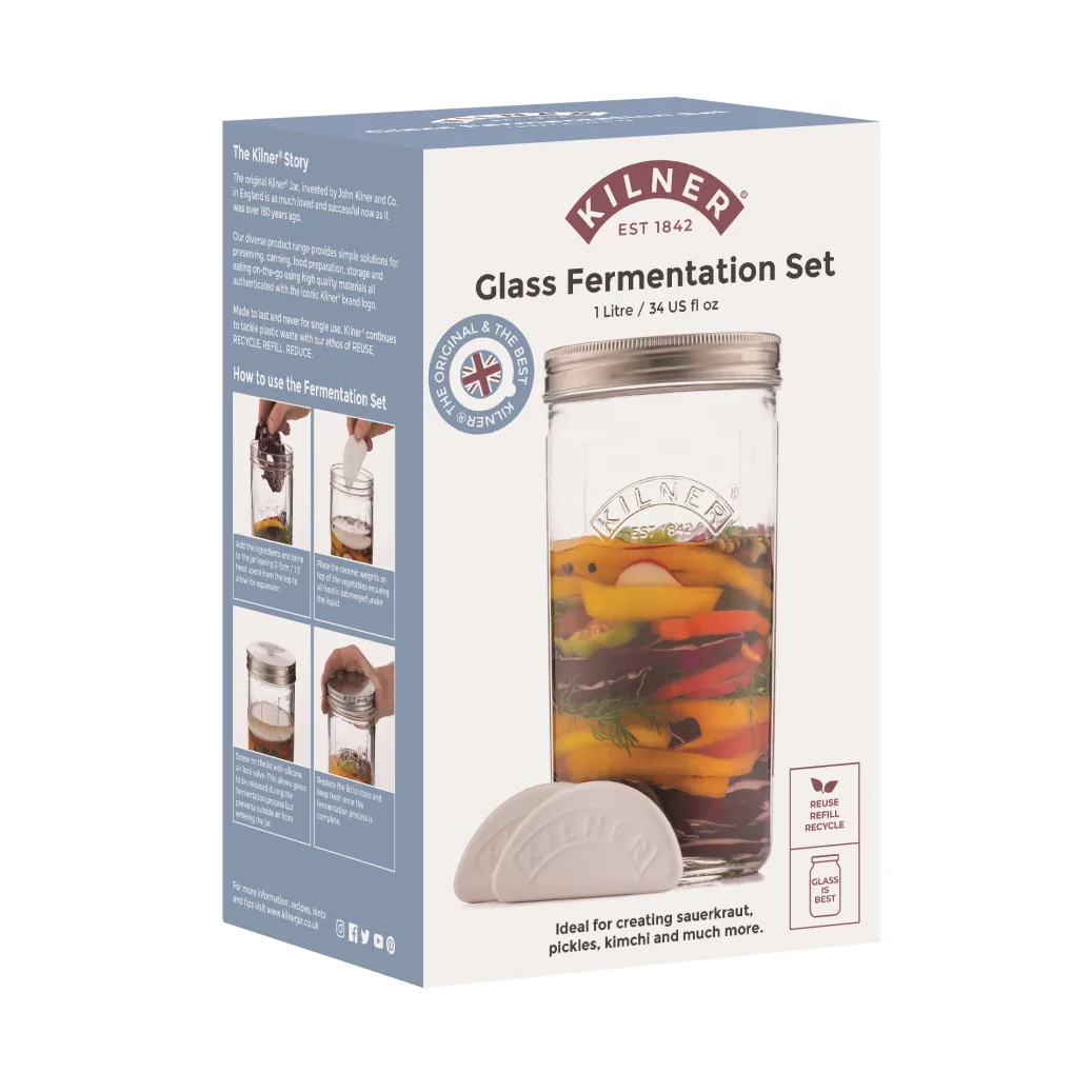 Kilner fermentatieset, Helder-roestvrij staal, 1 L Kilner