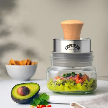 Kilner Mash & Store voorraadpot set - Helder-roestvrij staal-hout, 0,5 L - Kilner