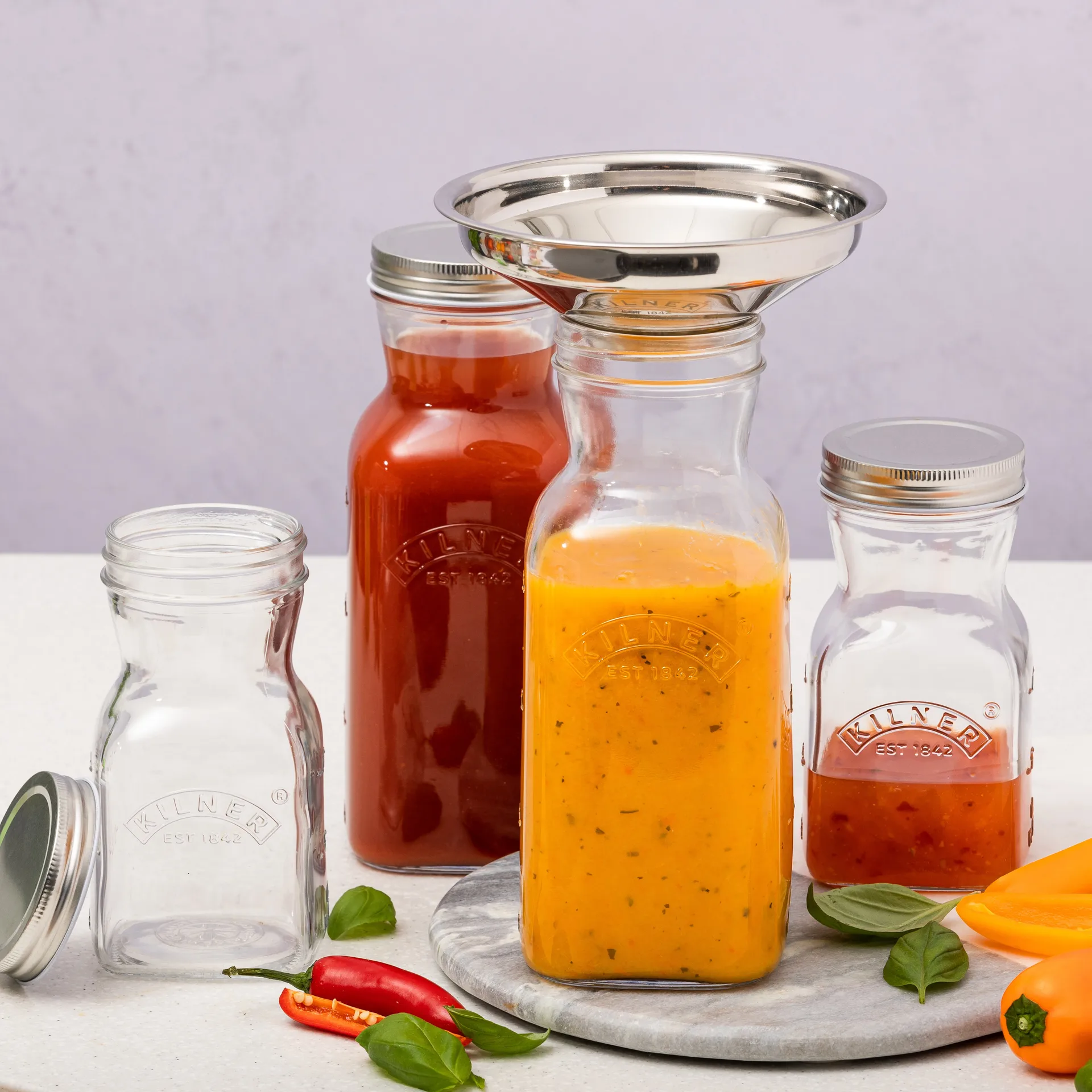 Kilner sap- en sausfles, Helder-roestvrij staal, 1 L Kilner