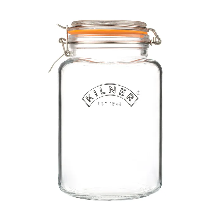 Kilner vierkante weckpot met beugelsluiting - Helder-roestvrij staal, 3 L - Kilner