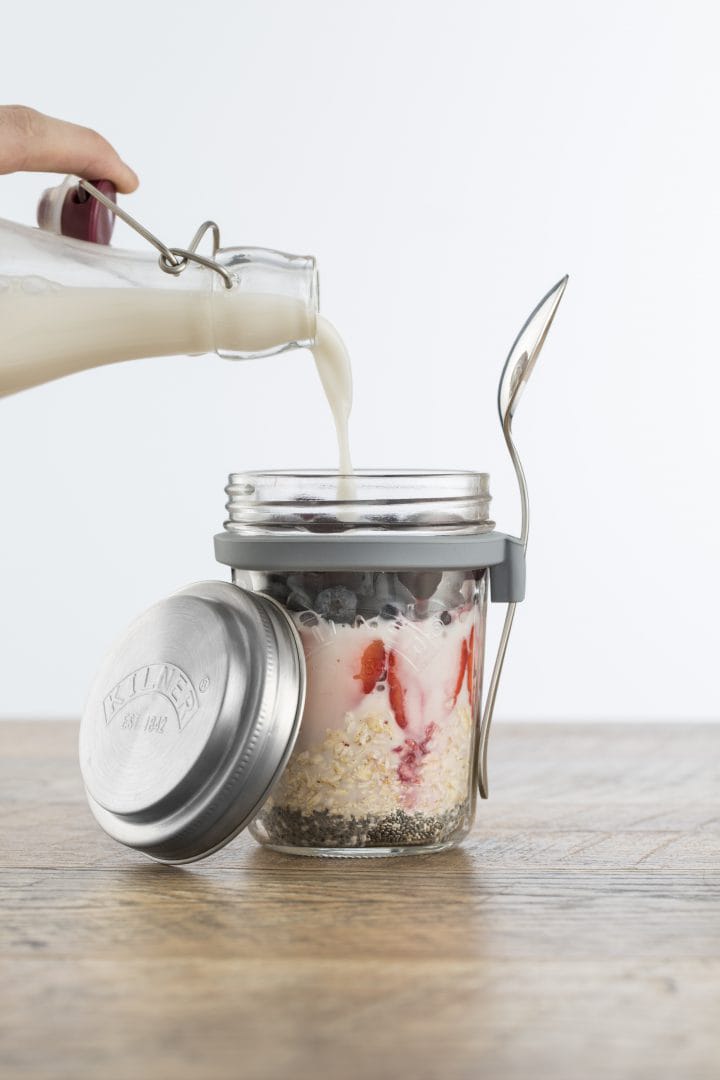 Ontbijtset glazen kom + lepel, 0,35 L Kilner