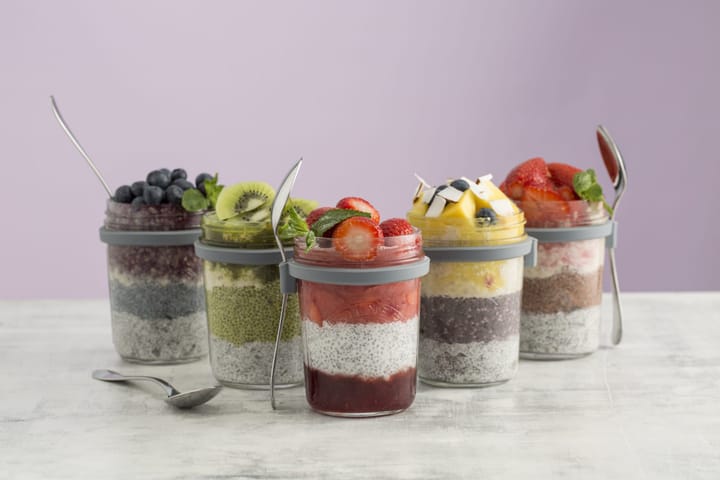 Ontbijtset glazen kom + lepel, 0,35 L Kilner