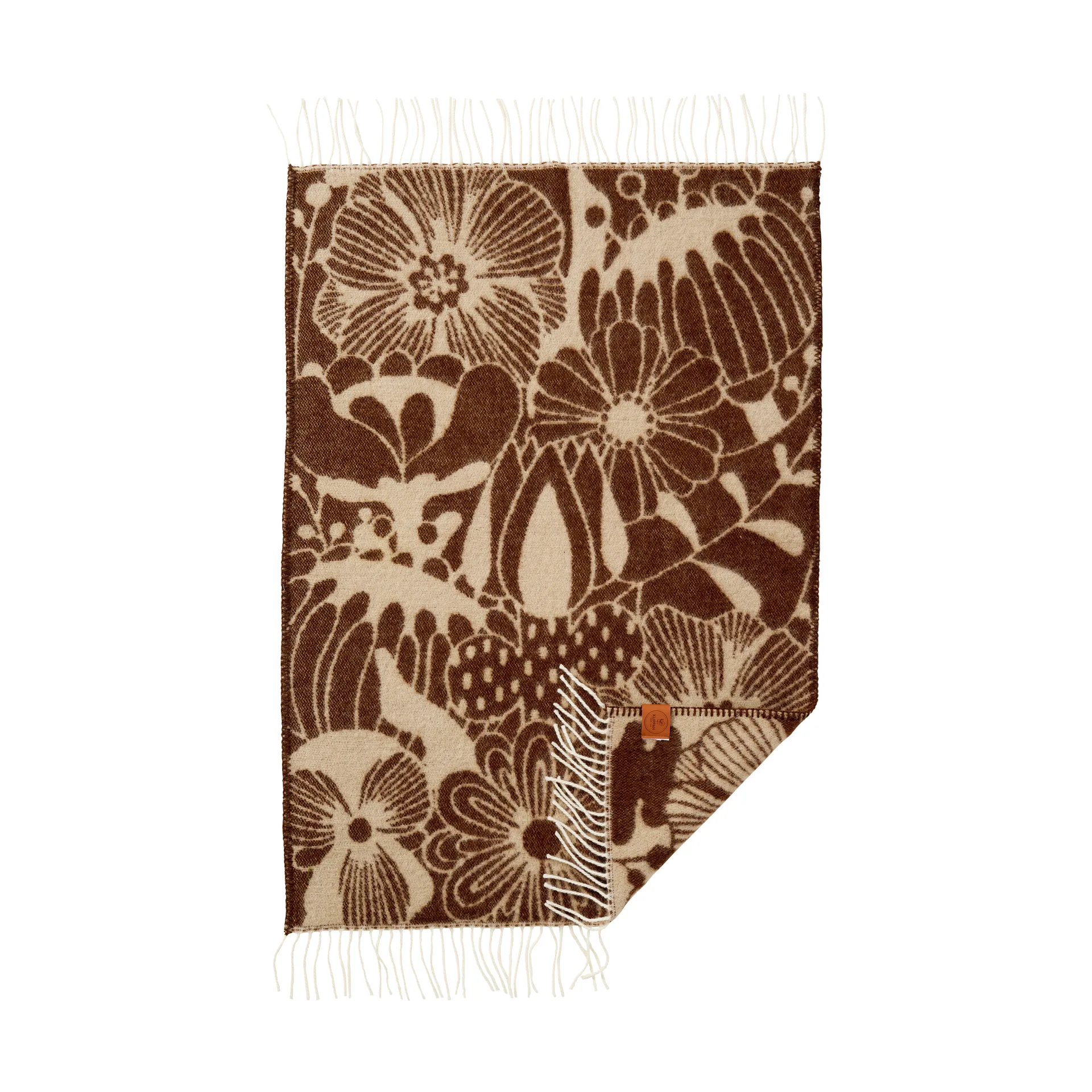 Blomranka kinderplaid, Bruin-beige, 65x110 cm Klippan Yllefabrik