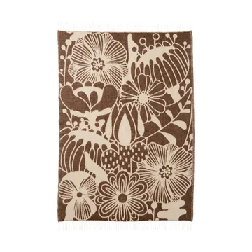 Blomranka wollen plaid - Bruin-beige, 130x200 cm - Klippan Yllefabrik