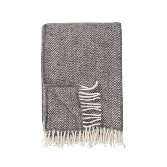Klippan Yllefabrik Chevron wollen deken grijs | Scandinavisch Interieur | Wollen dekens & spreien | Grijs
