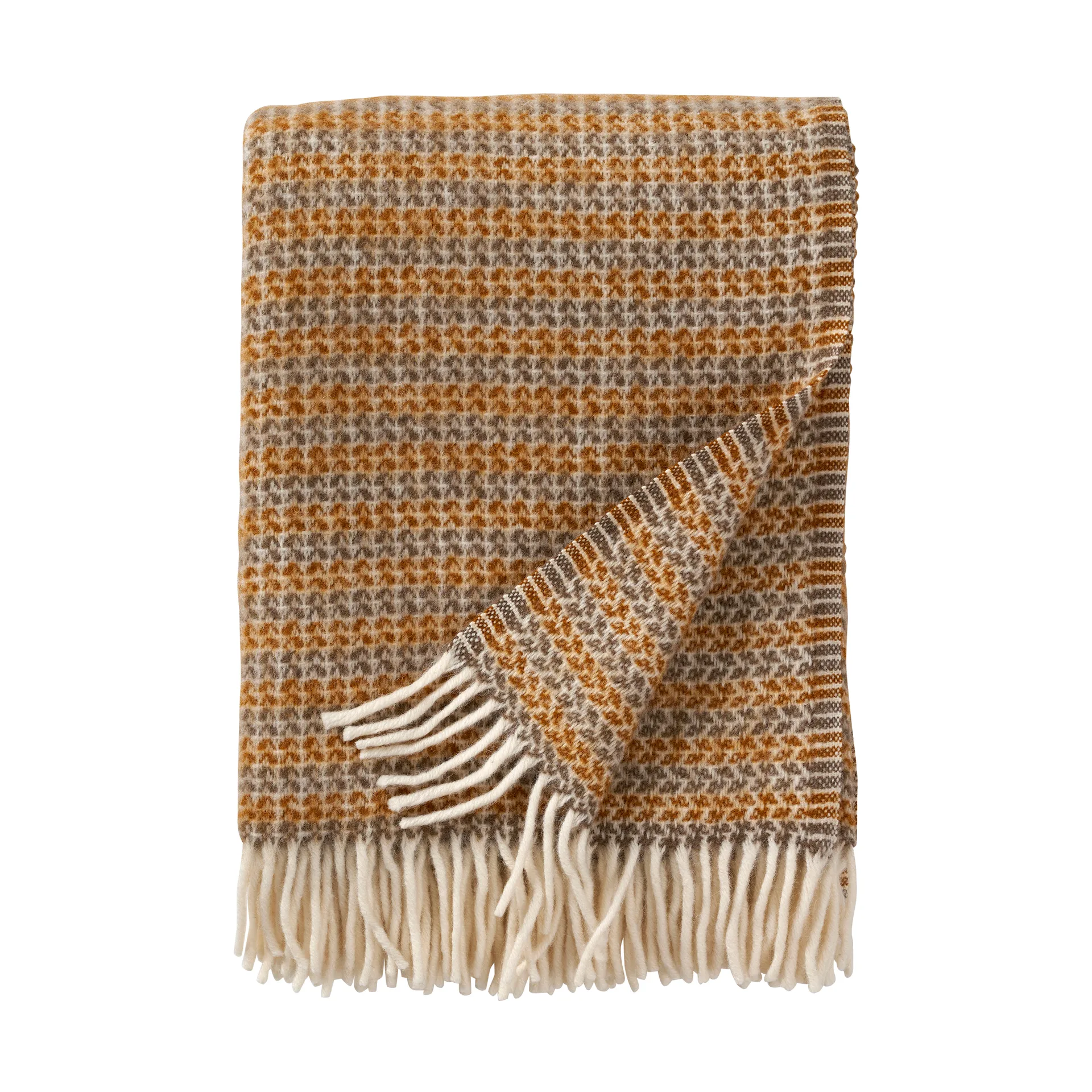 Curve wollen plaid 130x200 cm, Creme caramel Klippan Yllefabrik