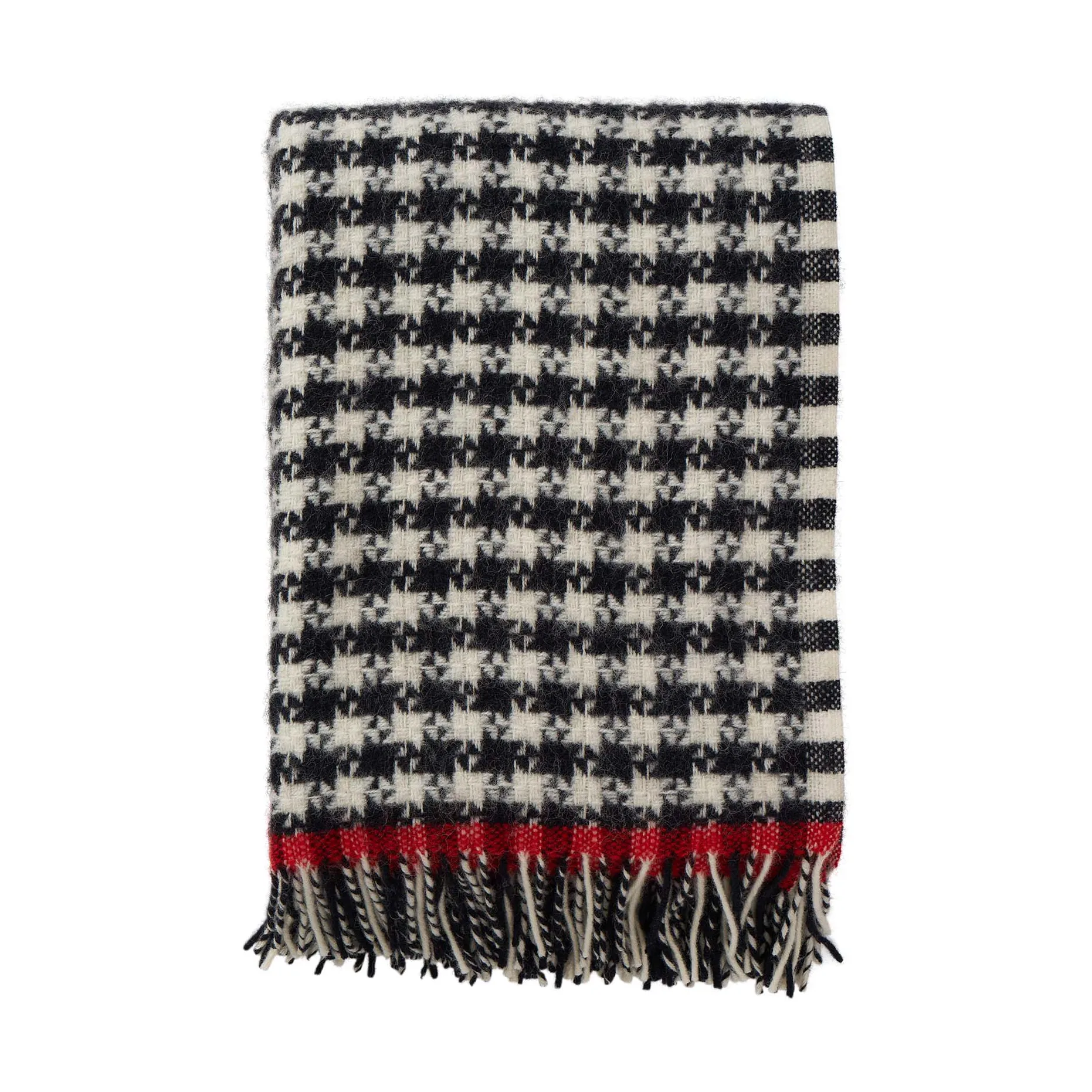 Dogtooth wollen plaid 130x200 cm, Black-red Klippan Yllefabrik