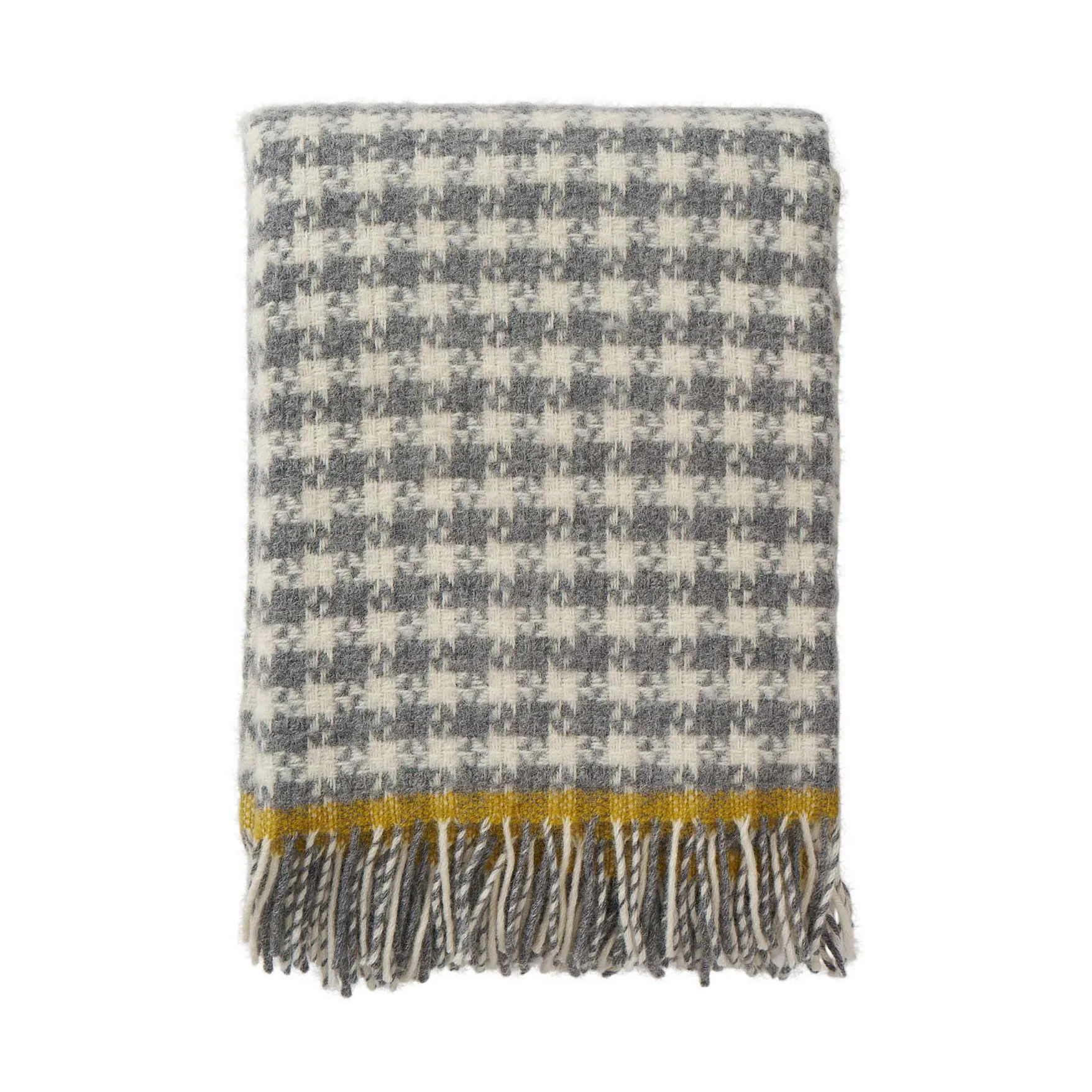 Dogtooth wollen plaid 130x200 cm, Grijs-geel Klippan Yllefabrik