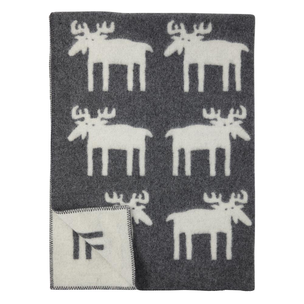 Klippan Yllefabrik Elanden wollen deken grijs 130 x 180cm