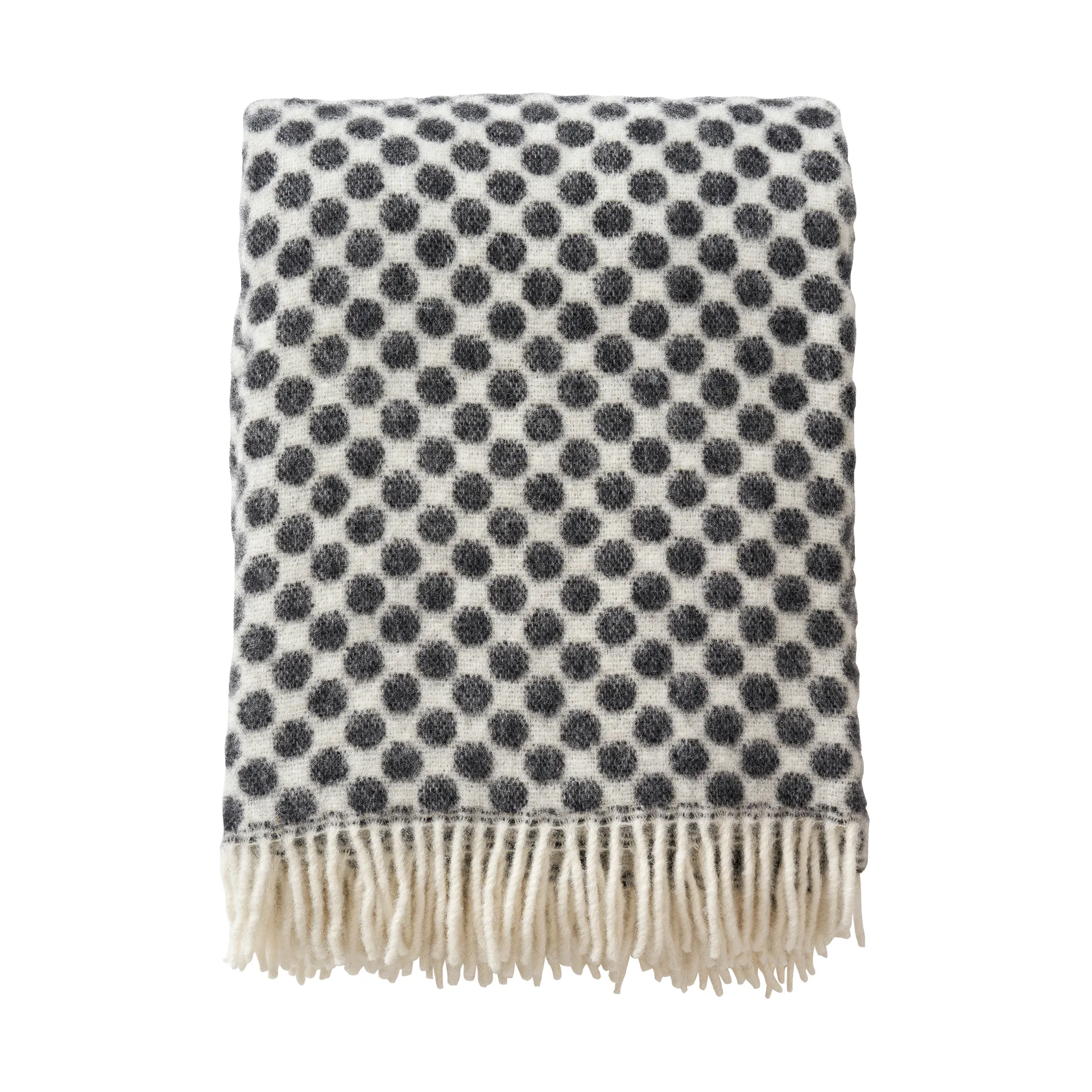 Gotland dots wollen plaid 130x200 cm, Wit-zwart Klippan Yllefabrik