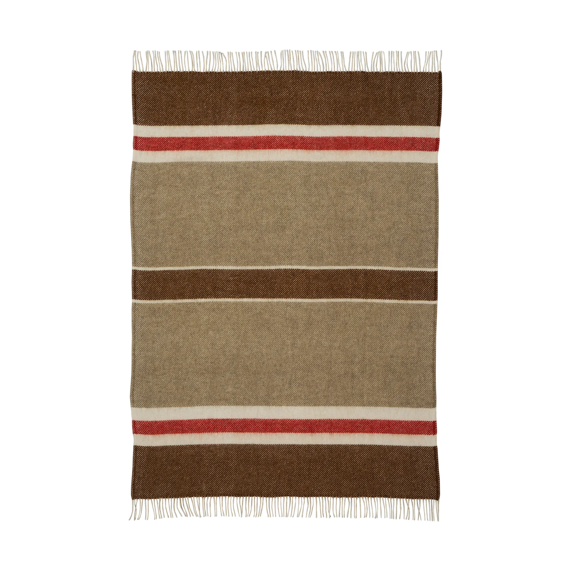 Gotland Stripe wolldecke 130x200 cm, Brown-beige-rood Klippan Yllefabrik