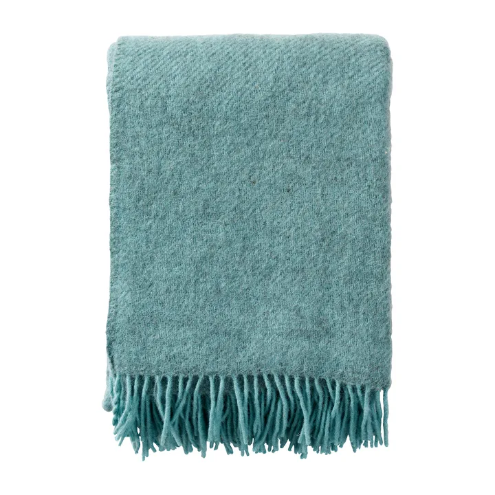 Gotland wollen plaid 130x200 cm - Turkoois - Klippan Yllefabrik
