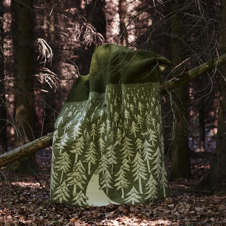House in the forest wollen deken, groen Klippan Yllefabrik