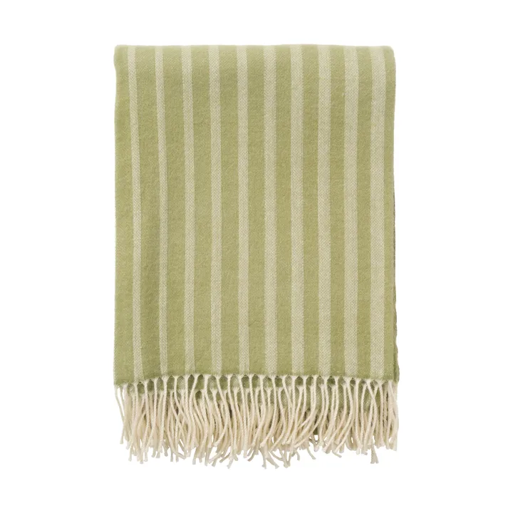 Irregular stripes wollen plaid - Olijf, 130x200 cm - Klippan Yllefabrik