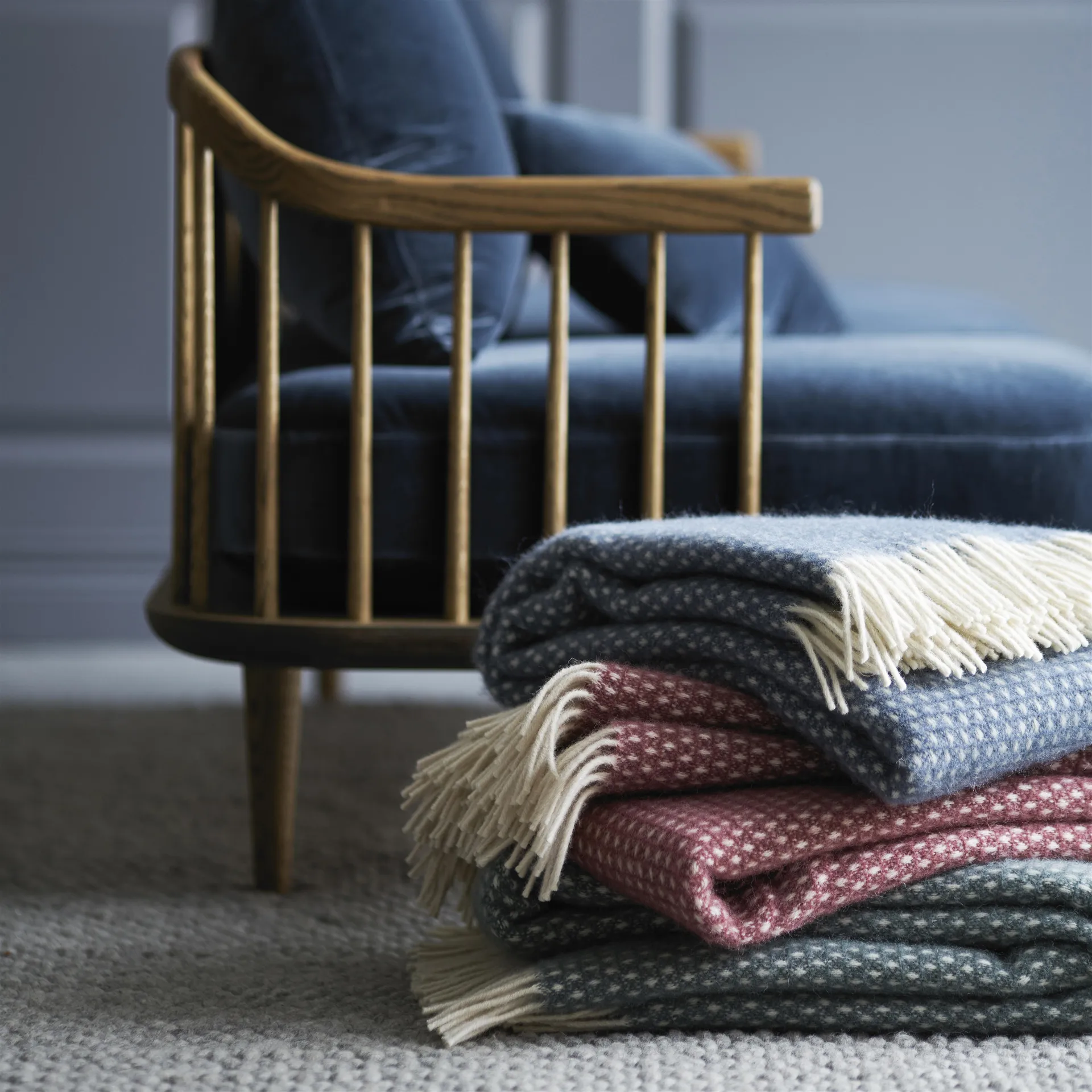 Knut wollen plaid, blauw Klippan Yllefabrik