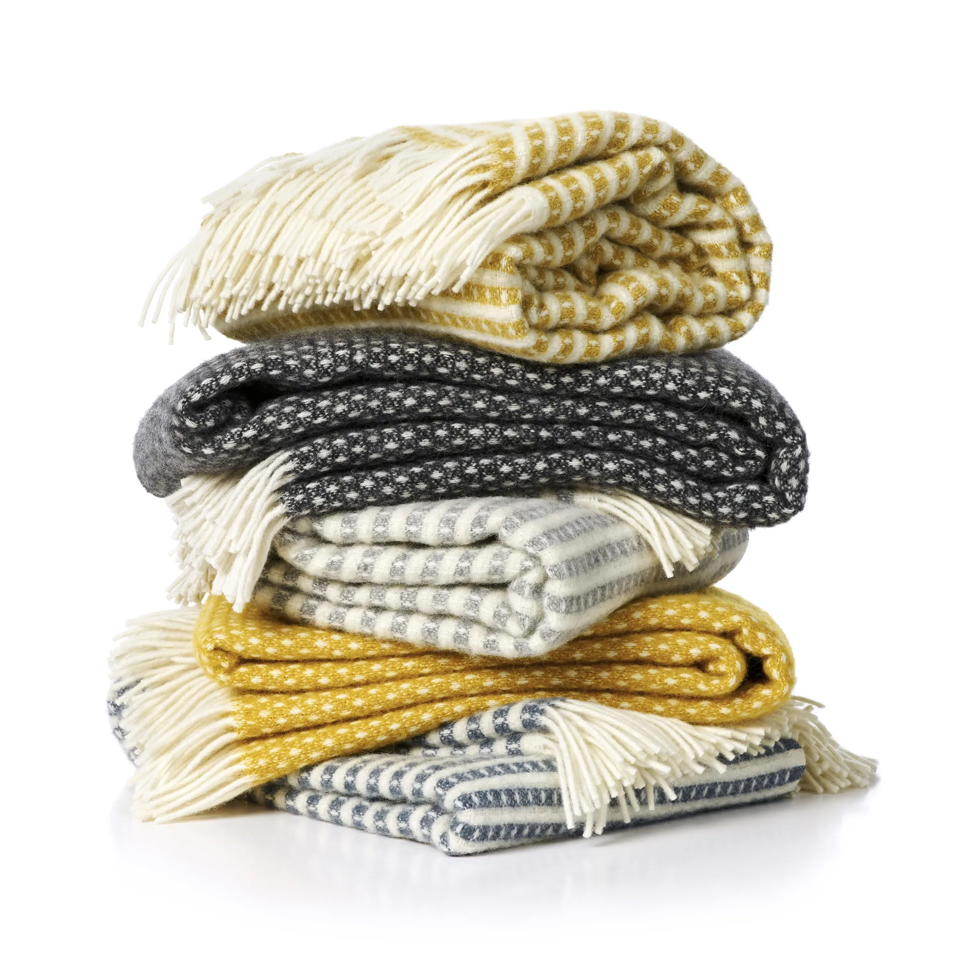 Knut wollen plaid, saffraan (geel) Klippan Yllefabrik