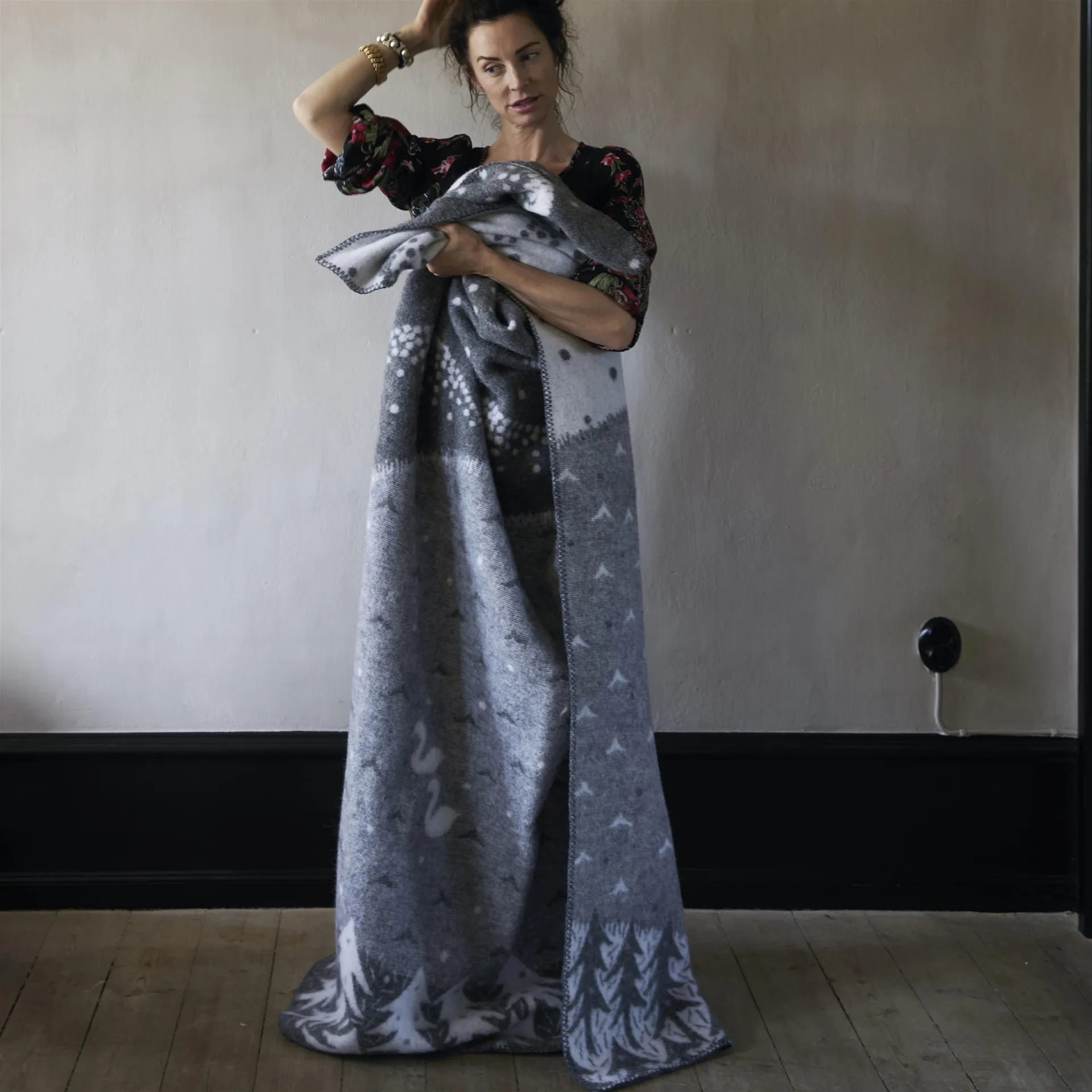 Lake in the valley plaid, grijs Klippan Yllefabrik