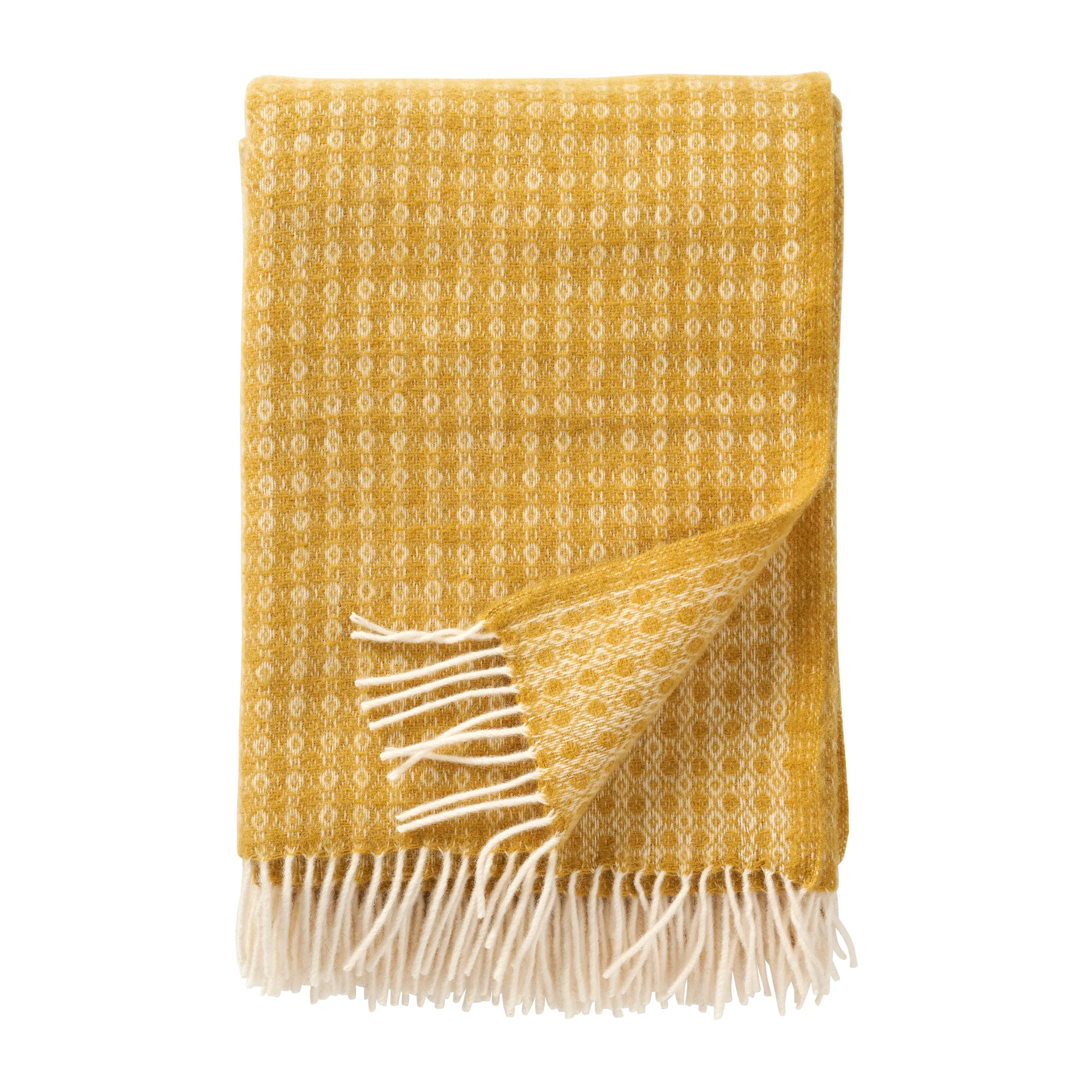 Loop Wollen plaid 130x200 cm, Mustard (geel) Klippan Yllefabrik