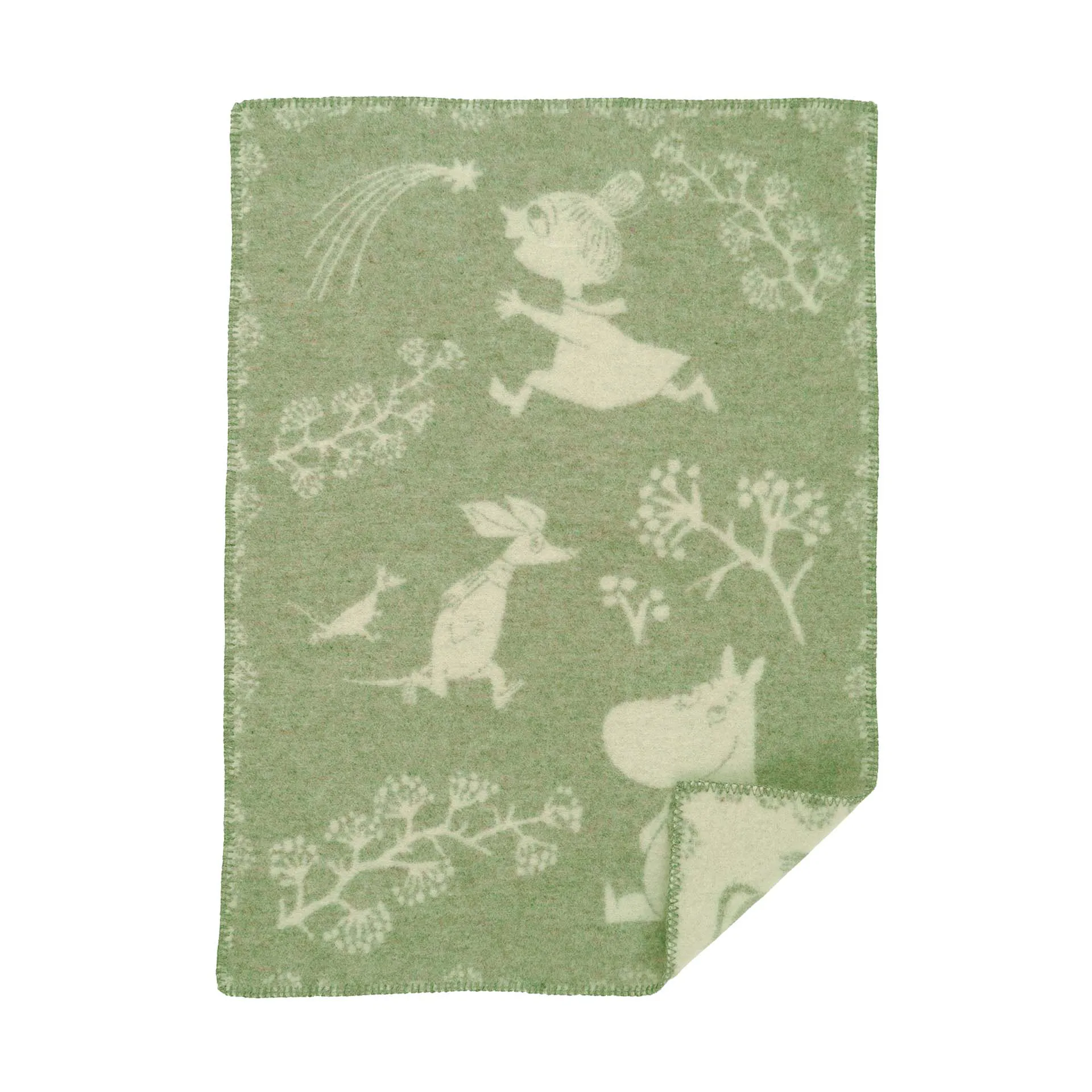 Moomin winterland babydeken 65x90 cm, Frost groen Klippan Yllefabrik