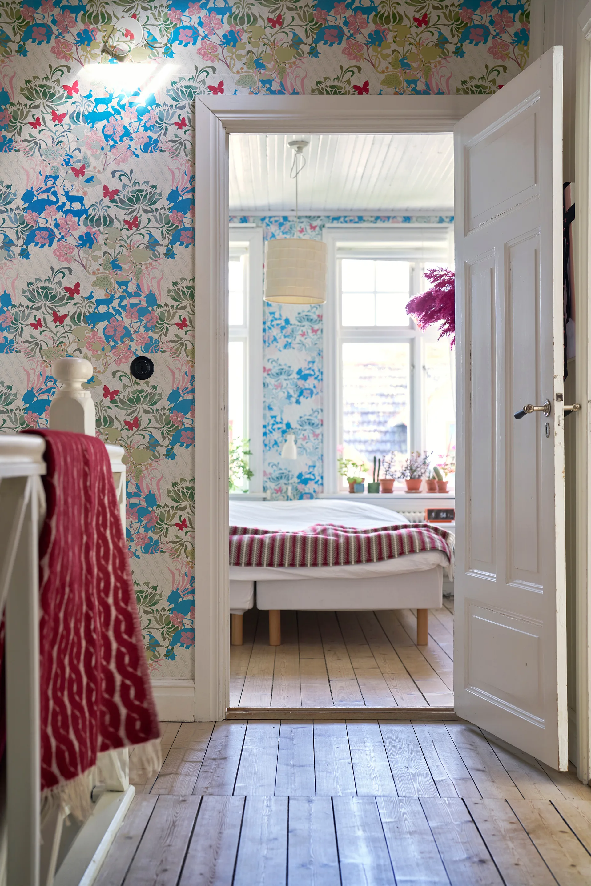 Oscar wollen plaid 130x200 cm, Multi bordeaux Klippan Yllefabrik