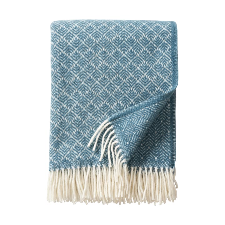 Pampas wollen plaid 130x200 cm - Blauw - Klippan Yllefabrik