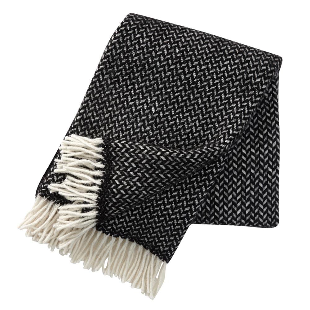 Klippan Yllefabrik Polka wollen plaid zwart | Scandinavisch Interieur | Wollen dekens & spreien | Zwart