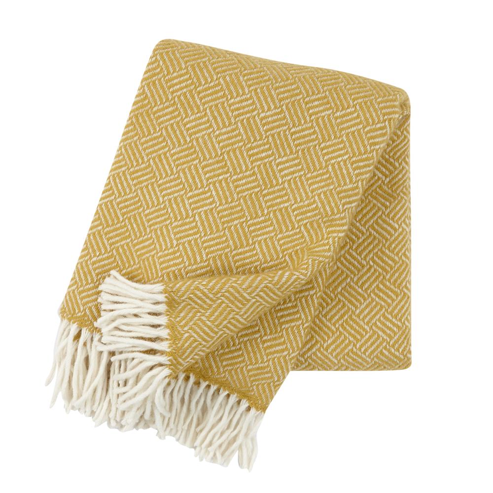 Klippan Yllefabrik Samba wollen plaid geel | Scandinavisch Interieur | Wollen dekens & spreien | Geel
