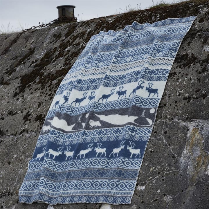 Sarek wollen deken, blauw-grijs Klippan Yllefabrik