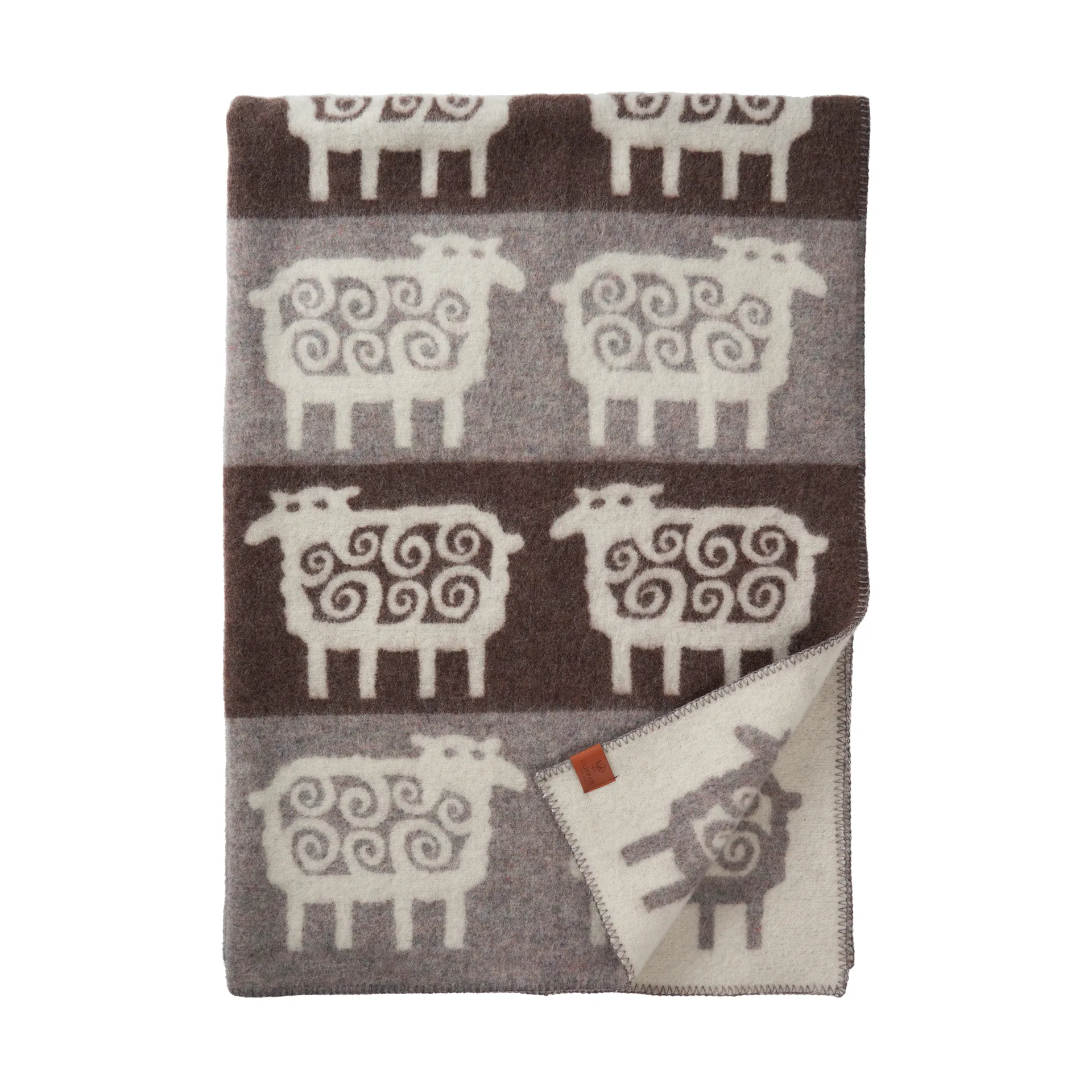 Sheep stripe deken 130x180 cm, Bruin-grijs Klippan Yllefabrik