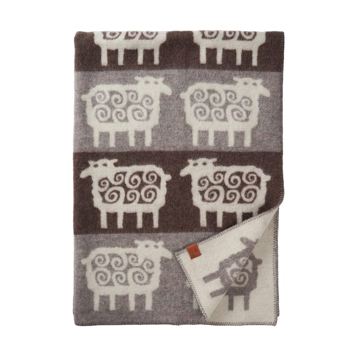 Sheep stripe deken 130x180 cm - Bruin-grijs - Klippan Yllefabrik