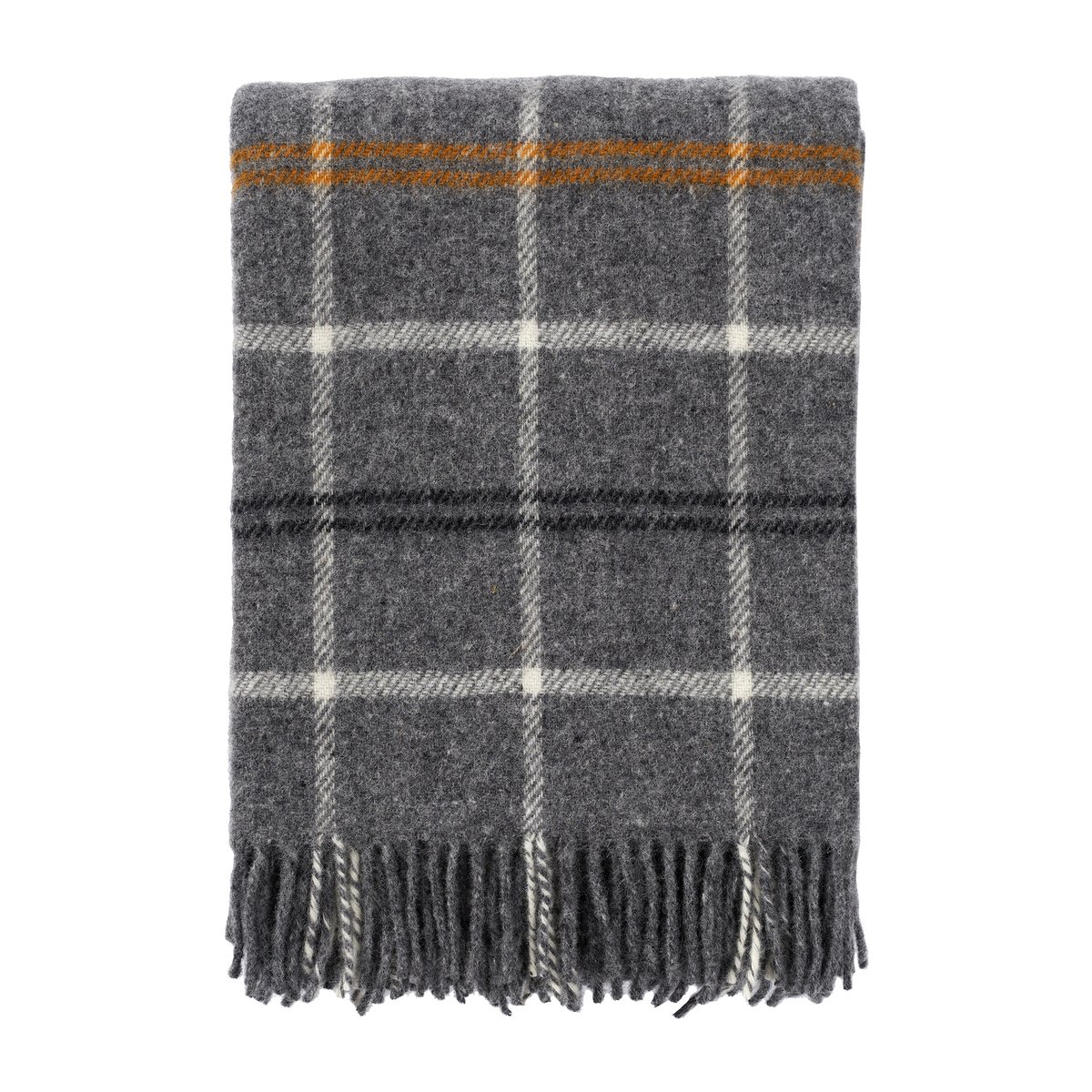 Klippan Yllefabrik Tartan wollen plaid 130x200 cm Donkergrijs