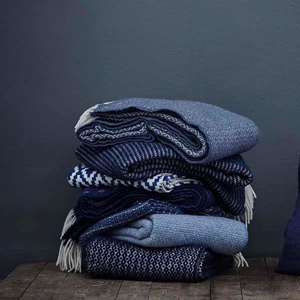 Velvet wollen deken, petrol Klippan Yllefabrik