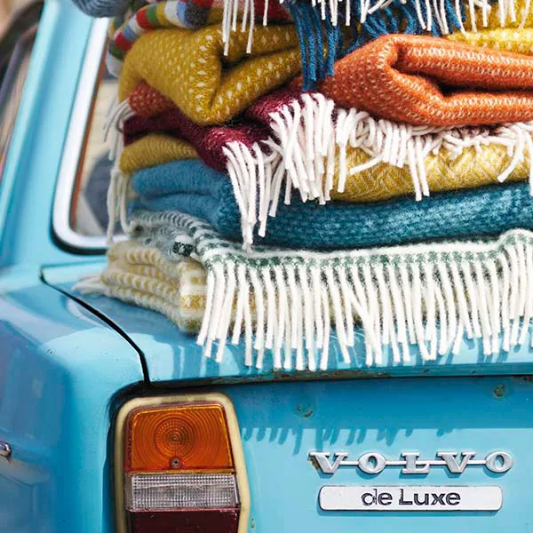 Velvet wollen deken, saffraan Klippan Yllefabrik