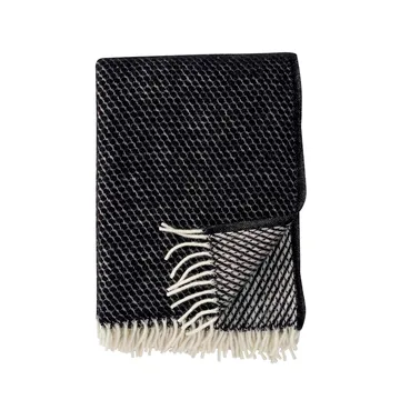 Velvet wollen deken - zwart - Klippan Yllefabrik