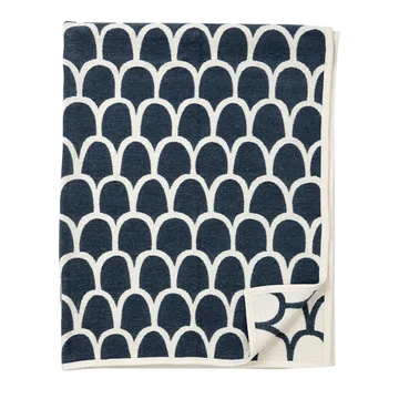 Veren chenille deken - diepblauw - Klippan Yllefabrik