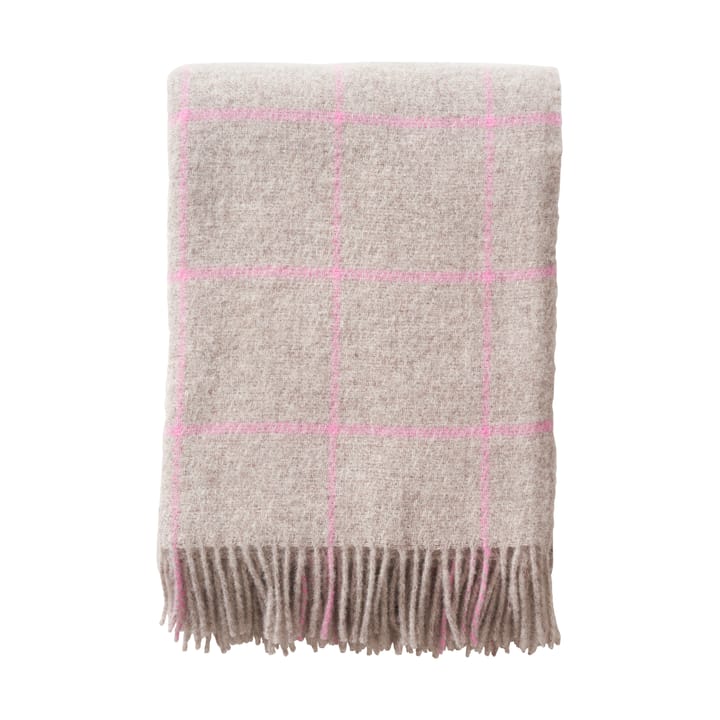 Vinga wollen plaid - Beige-roze - Klippan Yllefabrik