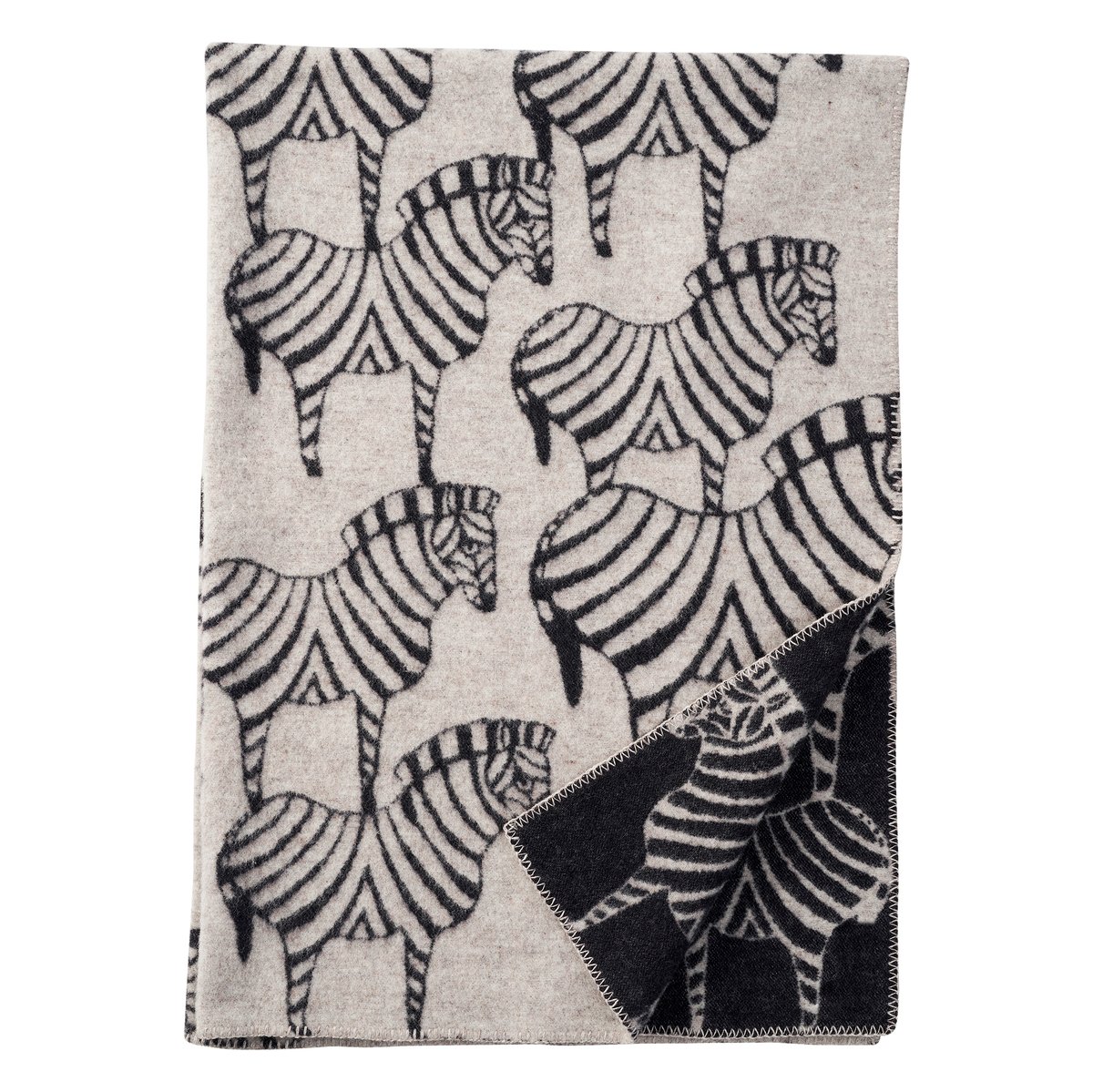 Klippan Yllefabrik Zebra wollen deken Natural beige