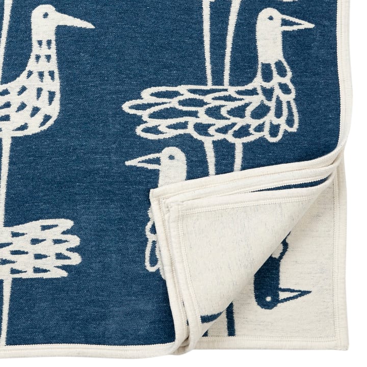 Zeevogels chenille deken - blauw - Klippan Yllefabrik