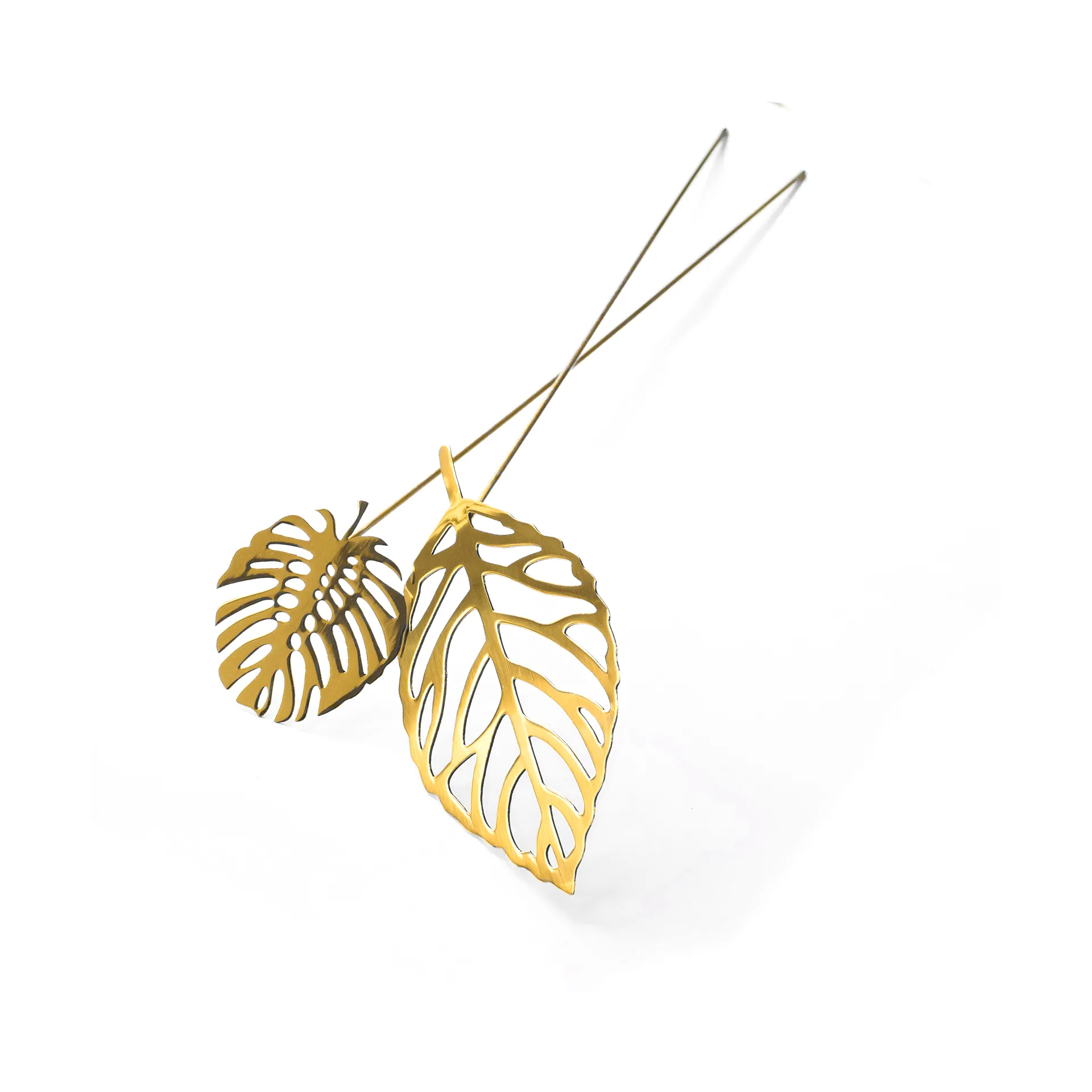 Brass leaves decoratie 2-pack, Wood KLONG